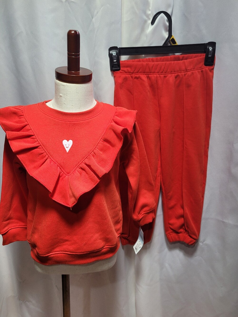 Cat & Jack Red Ruffle Sweatshirt and Joggers Set